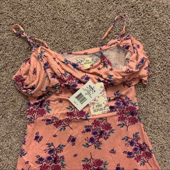 NWT Floral Print Pink Ruffle top Sundress - Picture 4 of 7